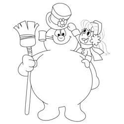 Frosty And Karen Playing Free Coloring Page for Kids