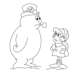 Frosty And Karen Standing Free Coloring Page for Kids