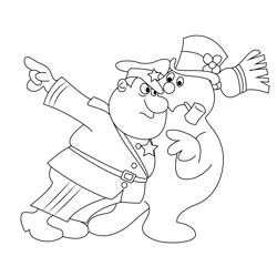 Frosty And Police Free Coloring Page for Kids