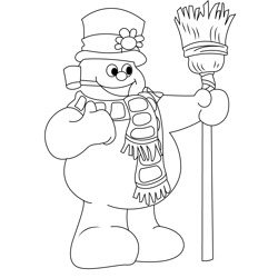 Frosty With Broom Free Coloring Page for Kids