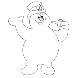Happy Frosty The Snowman Free Coloring Page for Kids