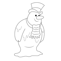 Melting Snowman Free Coloring Page for Kids