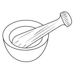 Mortar And Pestle Kitchen Herb Bowl Free Coloring Page for Kids
