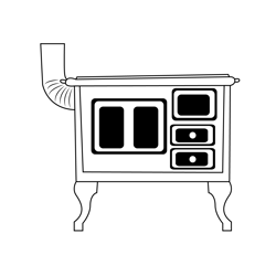 Old Kitchen Stove Free Coloring Page for Kids