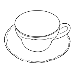 Painted Cup And Saucer Free Coloring Page for Kids