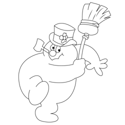 Snowman Running Free Coloring Page for Kids