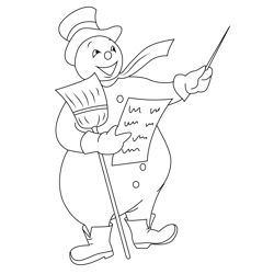 Snowman Singing Free Coloring Page for Kids