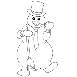 Snowman Stand Alone Free Coloring Page for Kids