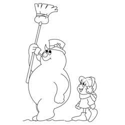Walking Frosty And Karen Free Coloring Page for Kids