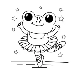 Cute Frog Ballet Star Free Coloring Page for Kids