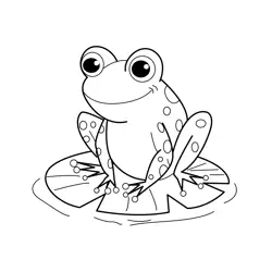 Friendly Frog on Leaf Pad Free Coloring Page for Kids