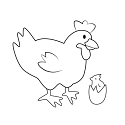 Chicken And Chicks Free Coloring Page for Kids