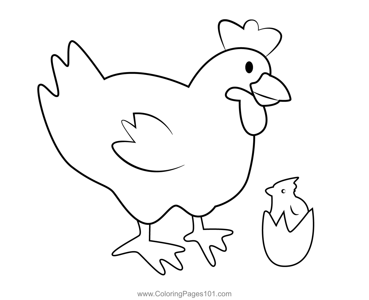 Chicken And Chicks Coloring Page for Kids - Free Chickens Printable ...