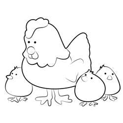Cute Chicken Family Free Coloring Page for Kids