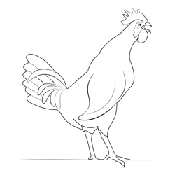 Hen Walking Free Coloring Page for Kids