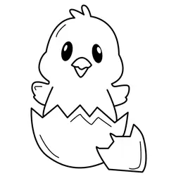 Cute chick hatching from egg Free Coloring Page for Kids