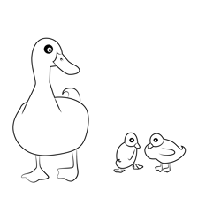 Mother Duck With Ducklings Free Coloring Page for Kids