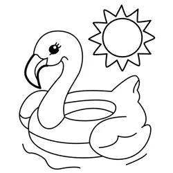 Happy Flamingo Float Sunny Day Free Coloring Page for Kids