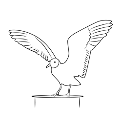 Landing Gull Free Coloring Page for Kids