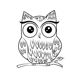 Cute Cartoon Owl Free Coloring Page for Kids
