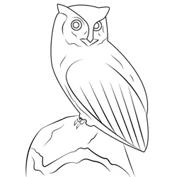 Hand Carved Wooden Owl Free Coloring Page for Kids