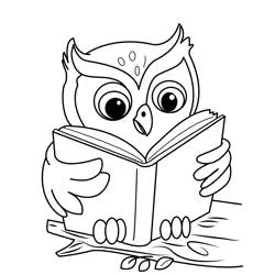 Wise Owl Reads Book Free Coloring Page for Kids
