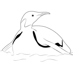 Penguin Sliding On Ice Free Coloring Page for Kids