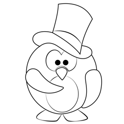 Penguin Wearing A Top Hat Free Coloring Page for Kids