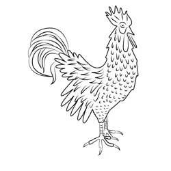 Rooster Crows From A Stump Free Coloring Page for Kids