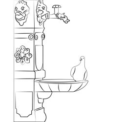 Dove Drinking Water Free Coloring Page for Kids