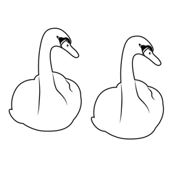 Two Beautiful Swan Free Coloring Page for Kids