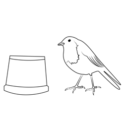 A Robin Eating A Mealworm Free Coloring Page for Kids