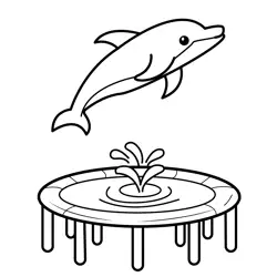 Jumping Dolphin Fun Scene Free Coloring Page for Kids