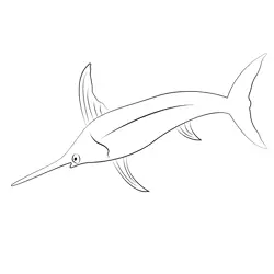 Swordfish Dwon See Free Coloring Page for Kids