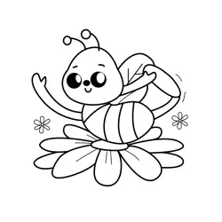 Bee Practicing Yoga on Flower Free Coloring Page for Kids