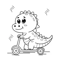 Happy Dinosaur Scooter Adventure Free Coloring Page for Kids