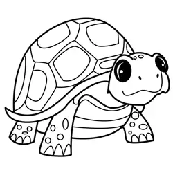 Cartoon Shy Little Turtle Free Coloring Page for Kids