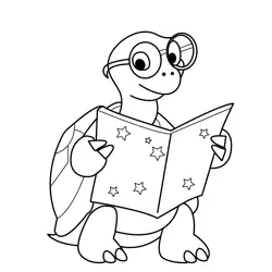 Smart Turtle Reads Star Map Free Coloring Page for Kids