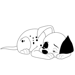 Cute Sleeping Puppy Free Coloring Page for Kids