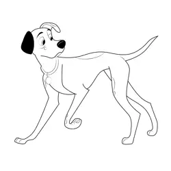 Dog Looking Backward Free Coloring Page for Kids