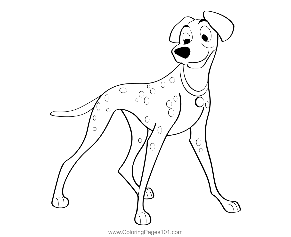 Dog Standing And Looking Down Coloring Page for Kids - Free 101 Dalmatians  Printable Coloring Pages Online for Kids  | Coloring  Pages for Kids