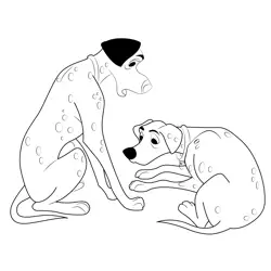 Two Dog Dalmatians Free Coloring Page for Kids