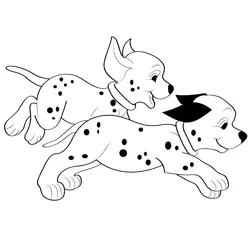 Two Puppy Runing Free Coloring Page for Kids