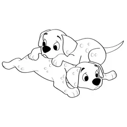 Two Puppy Sitting Free Coloring Page for Kids