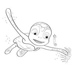 Swimming Turtle In Water Free Coloring Page for Kids