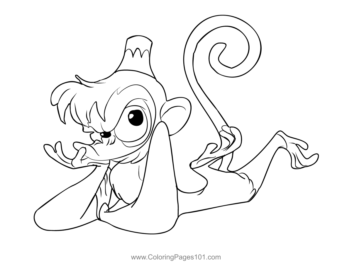 Abu 1 Coloring Page for Kids - Free Aladdin Printable Coloring Pages