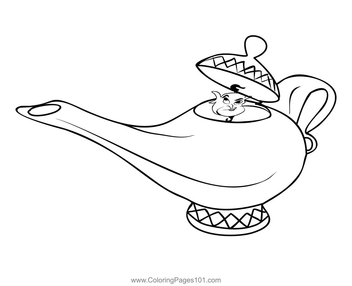 Aladdin Lamp Coloring Page for Kids - Free Aladdin Printable Coloring