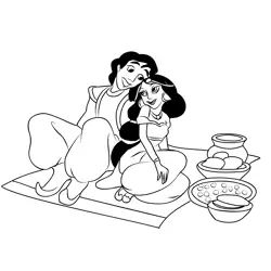 Alladin With Jasmin Dating Free Coloring Page for Kids