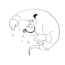 Genie Aladdin Free Coloring Page for Kids