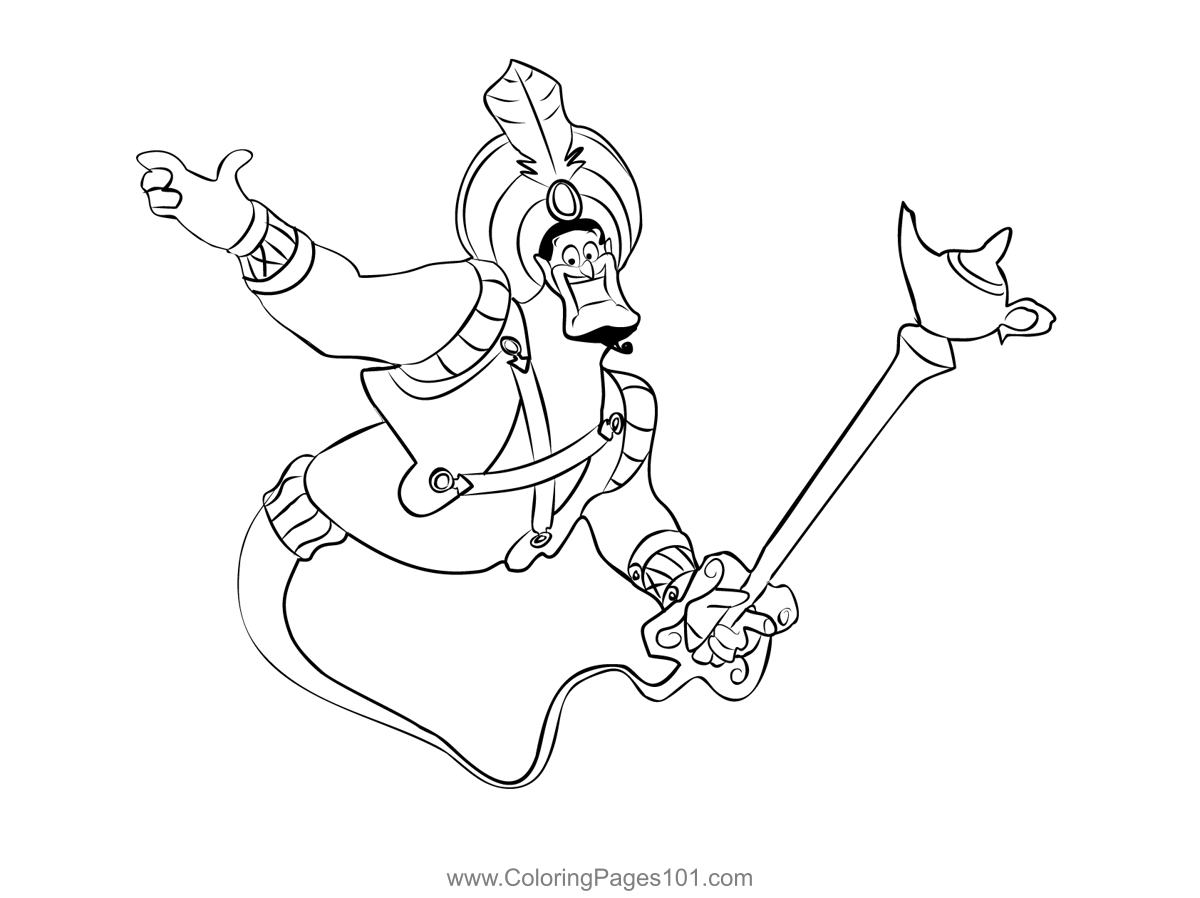 Genie1 Coloring Page for Kids Free Aladdin Printable Coloring Pages